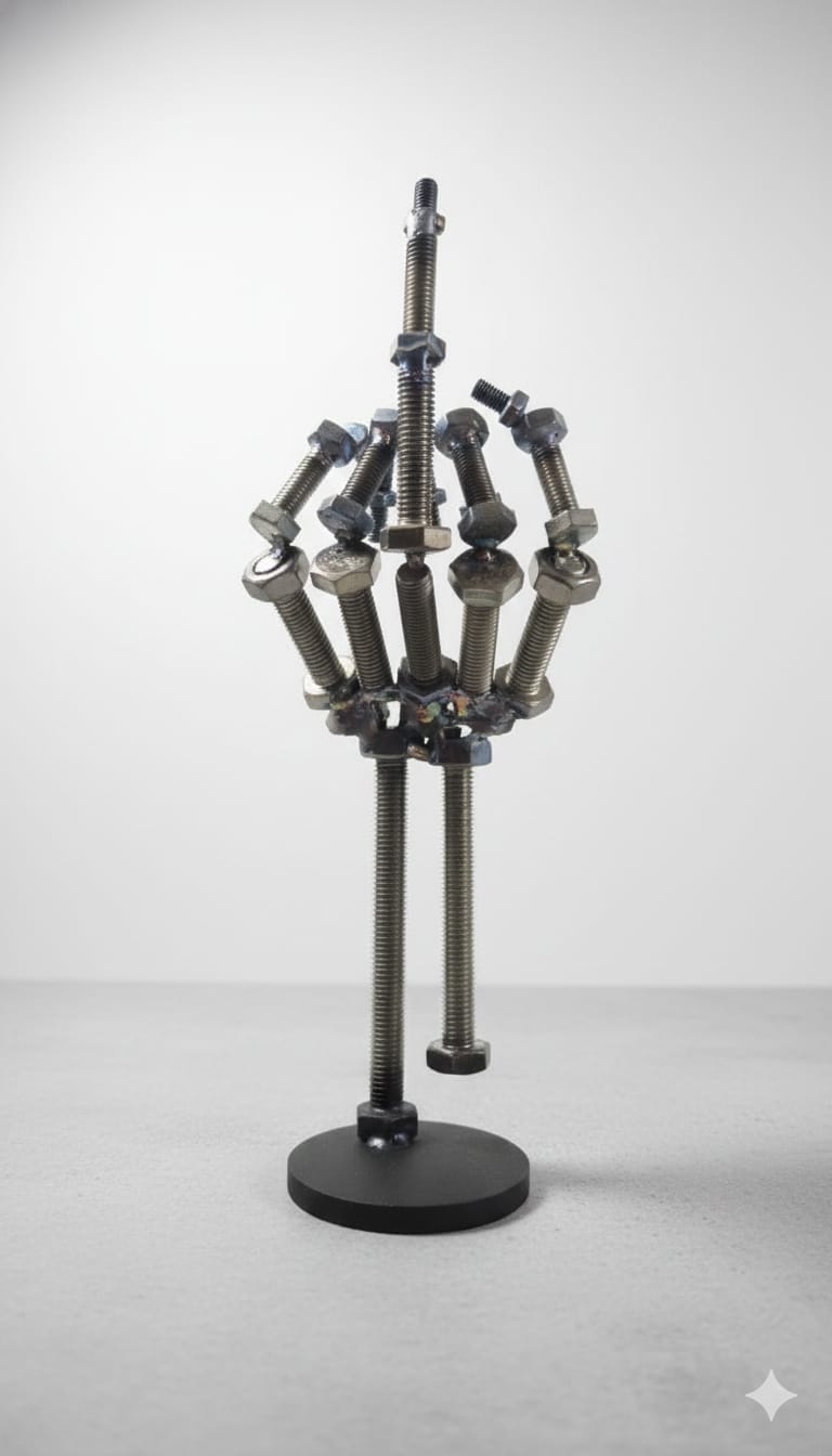 „The Statement“ – Handgefertigte Skeletthand aus Edelstahl (WIG-geschweißt)